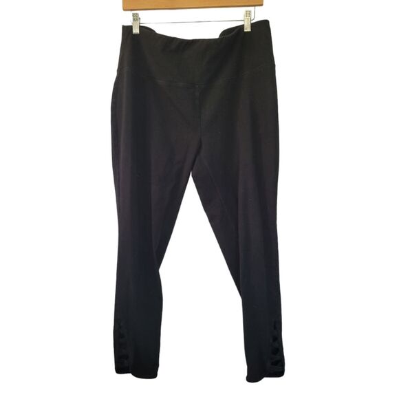 Soft Surroundings Black Slimsations Lattice Twist Leggings Size Large - Picture 2 of 7